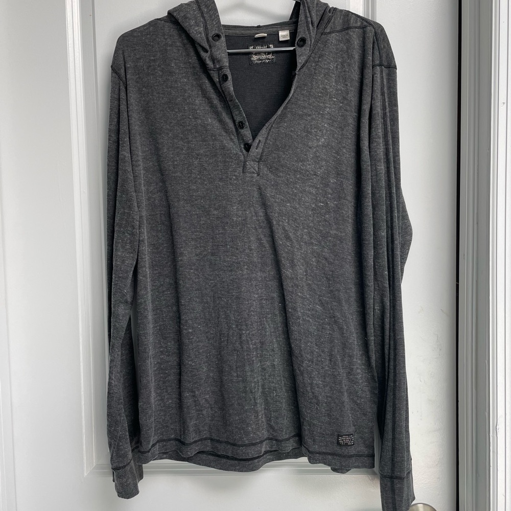 Mens Diesel Industry Grey Pull over Hoodie Size X-Large